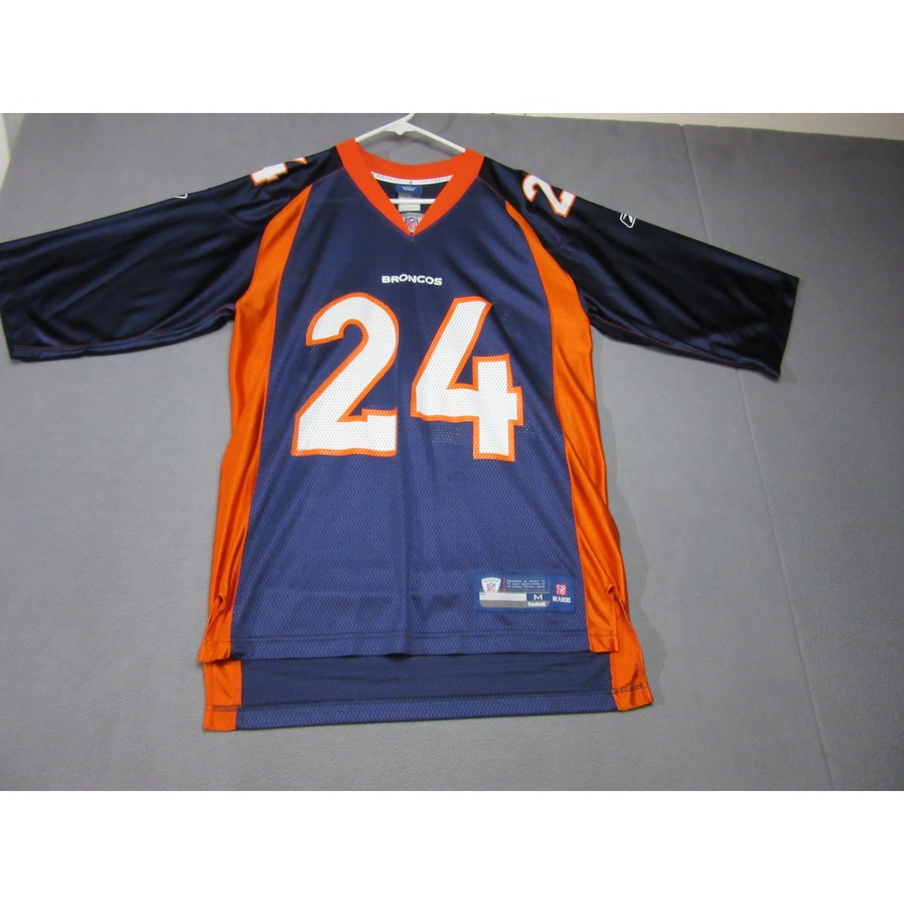 Denver Broncos Jersey Mens Medium Blue Champ Bailey 24 Reebok Vtg Football